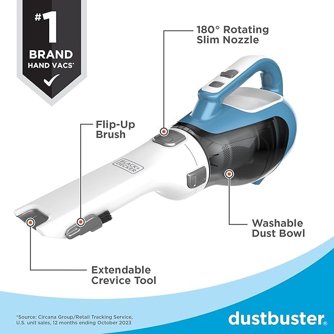 BLACK+DECKER dustbuster AdvancedClean Handheld Vacuum Cordless, Compact Home and Car Vacuum with Crevice Tool ,Rotating Nozzle and Charging Station, Large Dust Bowl (CHV1410L) - Customer Photo 1