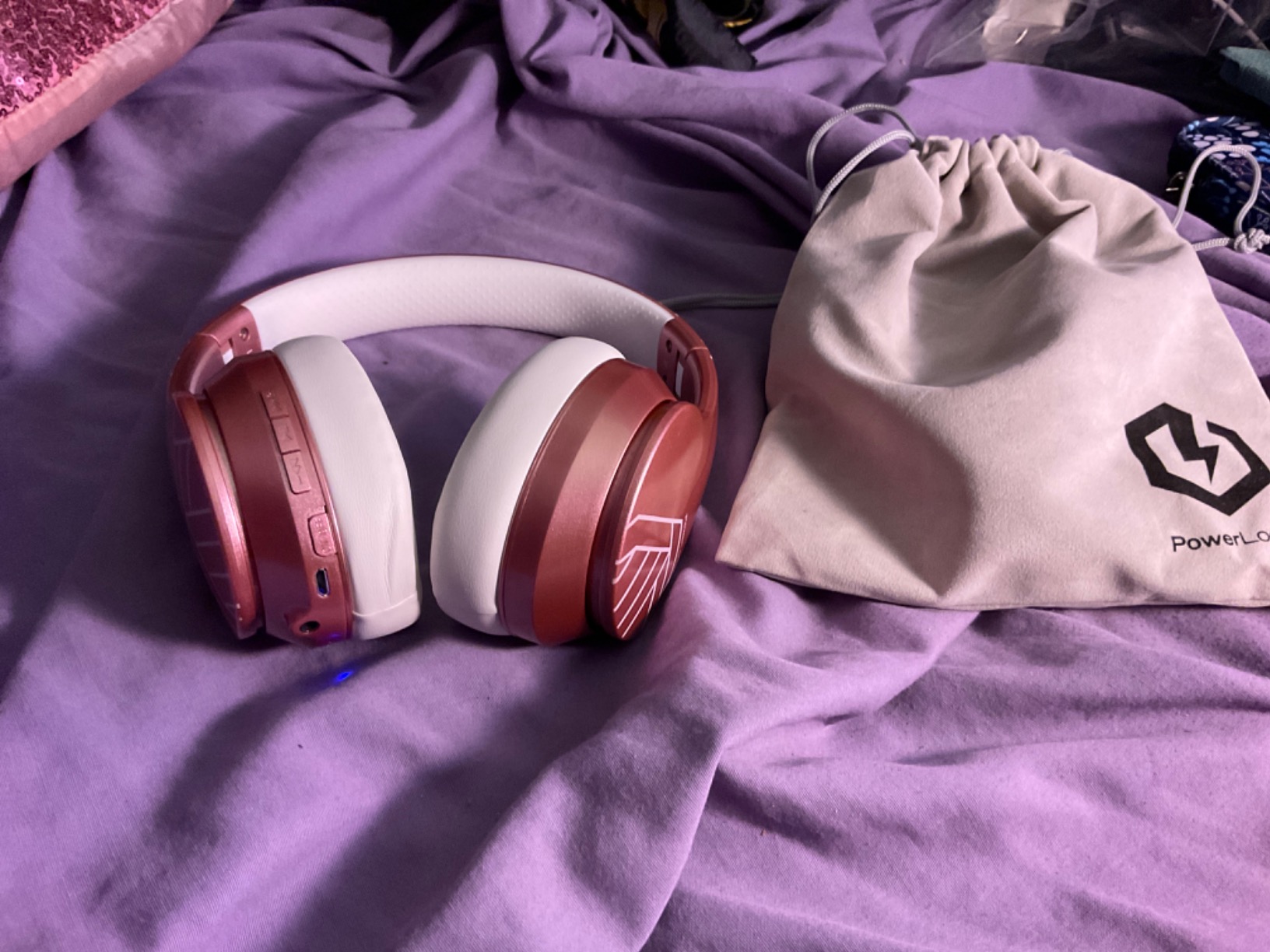 PowerLocus Kids Wireless Headphones, Bluetooth Kids Headphones LED Lights Over Ear with 74/85/94dB Volume Limited, 45H Playtime,Built-in Mic, Two Device Share Mode, HD Stereo for Travel/PC/Tablet - Customer Photo 1