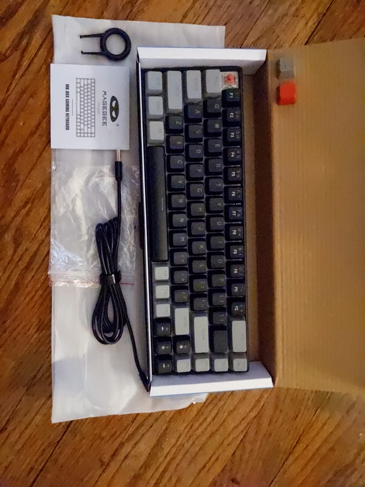 MageGee Portable 60% Mechanical Gaming Keyboard, MK-Box LED Backlit Compact 68 Keys Mini Wired Office Keyboard with Red Switch for Windows Laptop PC Mac - Black/Grey - Customer Photo 2