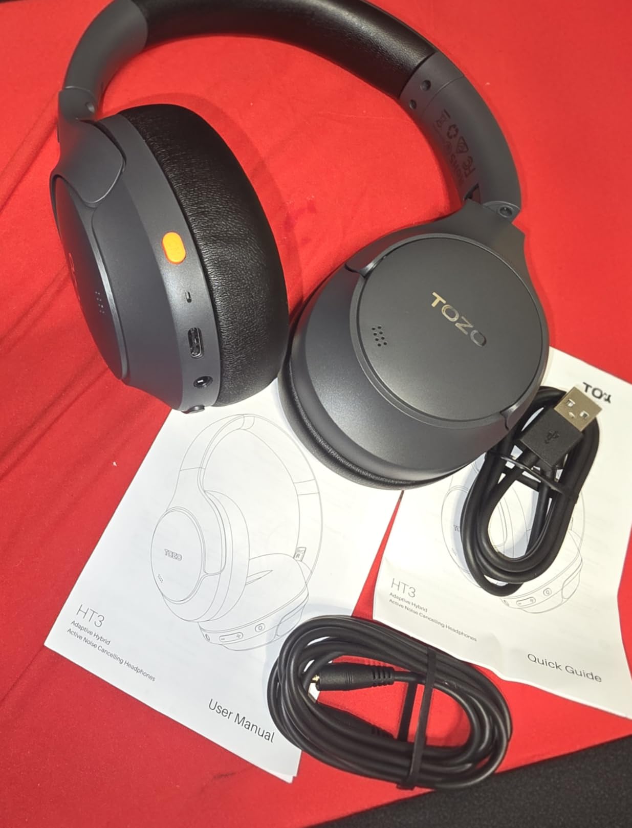 TOZO Hybrid Active Noise Cancelling Headphones, Wireless Over Ear Bluetooth Headset, 60H Playtime, Hi-Res Audio Custom EQ via App Deep Bass Comfort Fit Ear Cups, for Home Office Travel Blue - Customer Photo 2