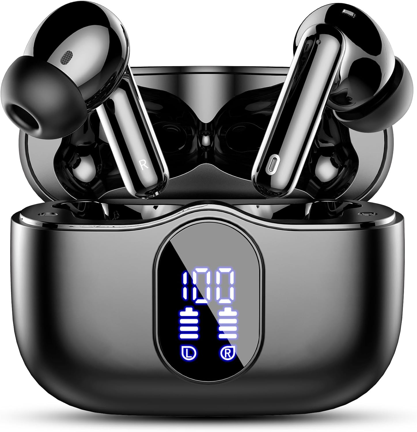 Wireless Earbuds, Bluetooth 5.4 Headphones Bass Stereo/Clear Calls, Black customer photo 1