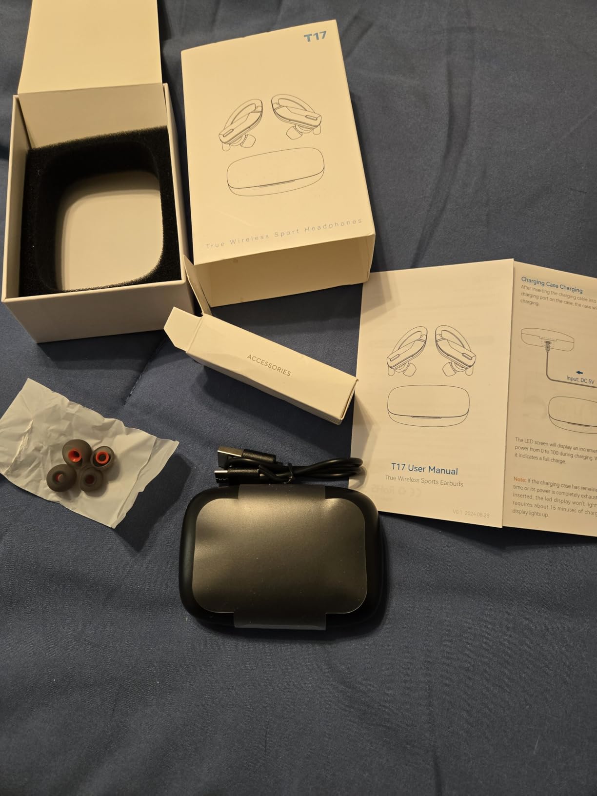 occiam Sport Wireless Earbuds Bluetooth Headphones 80hrs Playtime Deep Bass Ear Buds with Earhook Noise Cancelling Mic Waterproof Earphones for Workout Running Black - Customer Photo 1