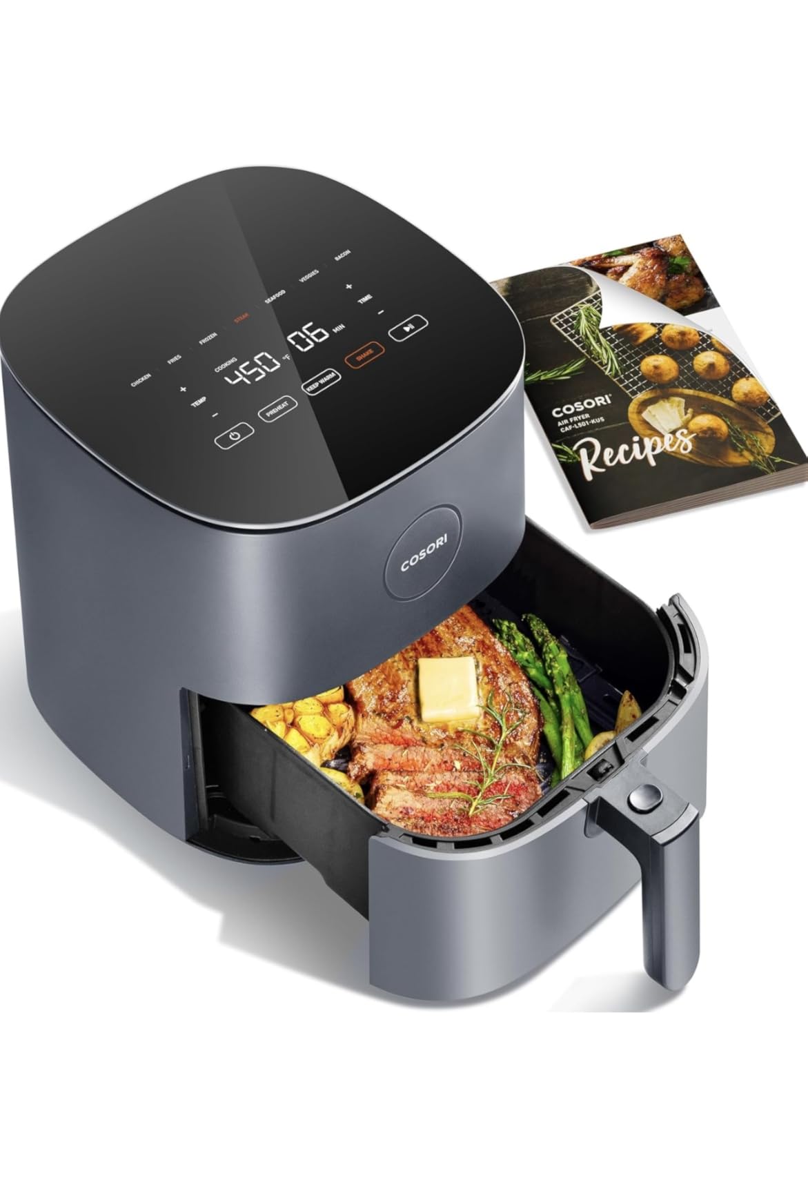 COSORI Air Fryer Pro, Compact 5QT, Ceramic Coating, 7 Presets with Preheat & Keep Warm, 450°F, Easy to use & clean, Shake Reminder, 130+ In-App Recipes, Nonstick & Dishwasher-Safe Basket, Gray customer photo 2