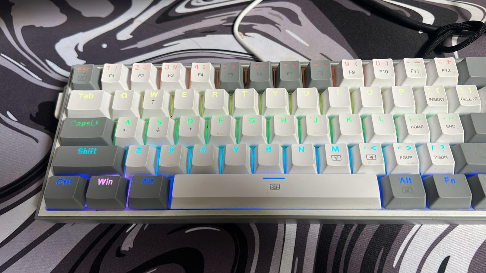 Redragon K617 Fizz 60% Wired RGB Gaming Keyboard, 61 Keys Hot-Swap Compact Mechanical Keyboard w/White and Grey Color Keycaps, Linear Red Switch, Pro Driver/Software Supported customer photo 2