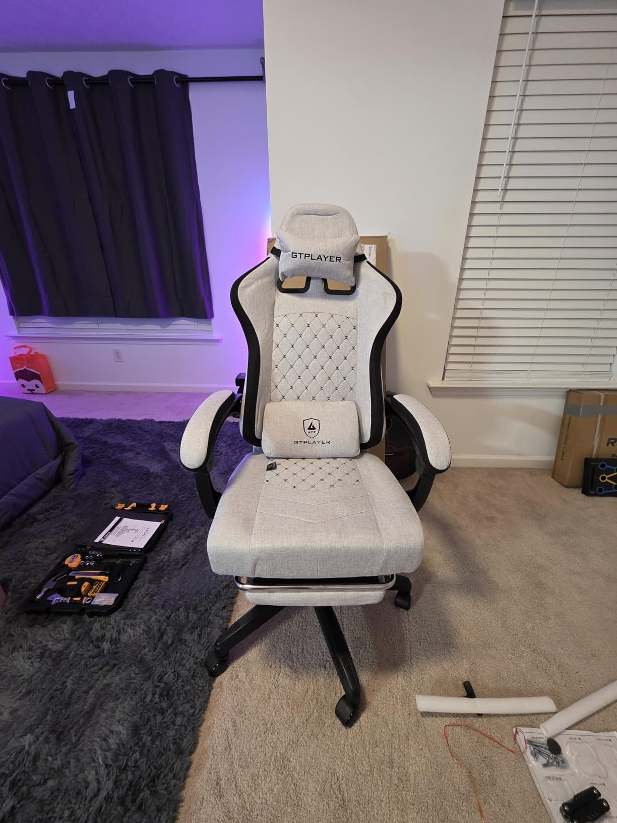 GTPLAYER Gaming Chair, Computer Office Chair with Pocket Spring Cushion, Linkage Armrests and Footrest, High Back Ergonomic Computer Chair with Lumbar Support Task Chair with Footrest customer photo 1