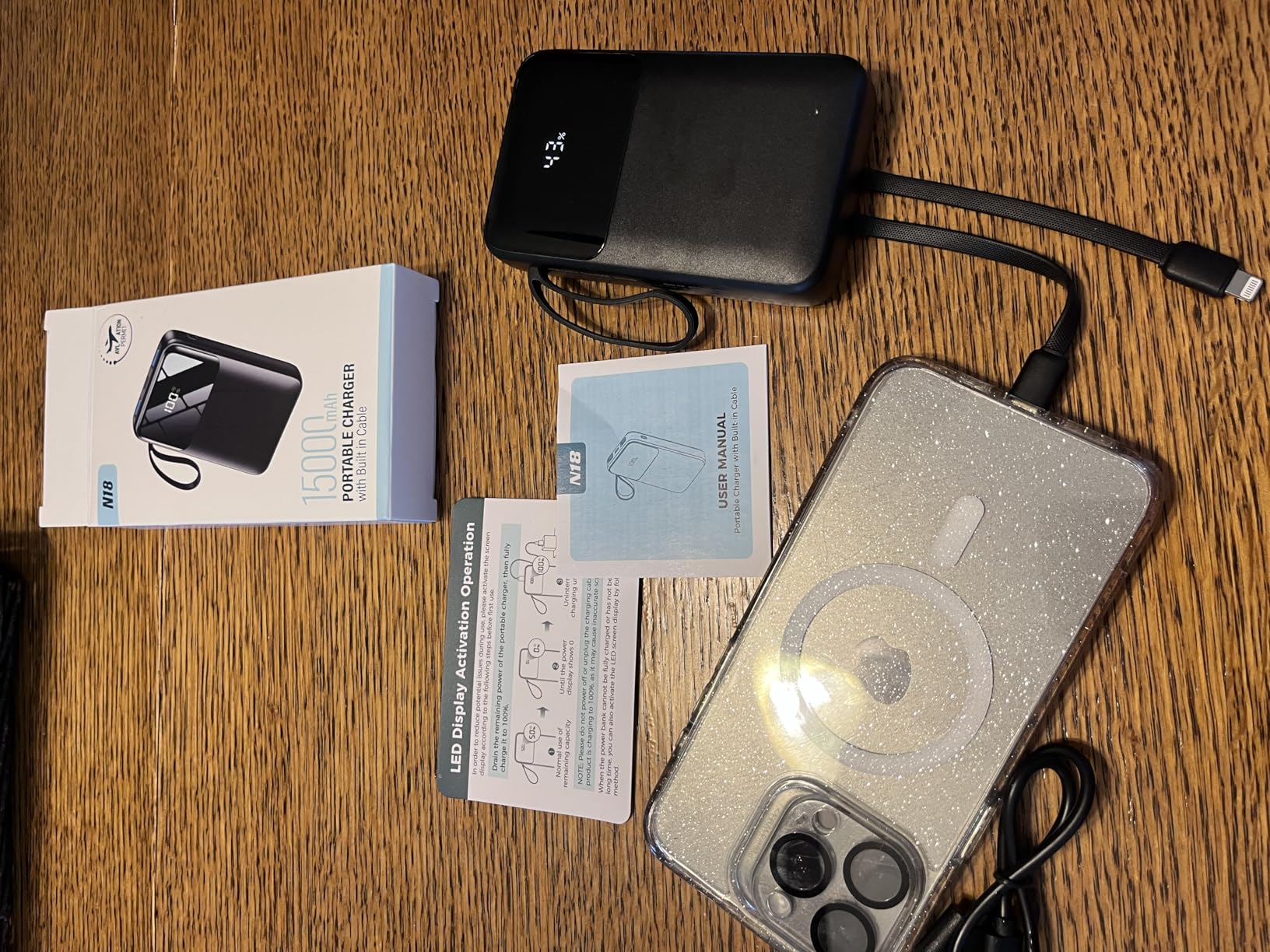 Power Bank, 15000mAh Portable Charger with Built in Cable, 22.5W Fast Charging, 6 Outputs, Slim Travel Essential Battery Pack with LED Display, Compatible with iPhone 17/16/15/14/13, iPad customer photo 2