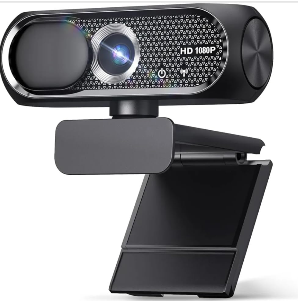 1080P HD Webcam with Microphone, Noise Cancellation, Privacy Cover, Wide-Angle Lens, Auto Light Correction, Plug & Play USB Webcam for Laptop, Desktop, PC, Mac, Zoom, Skype, Streaming (Black) customer photo 1