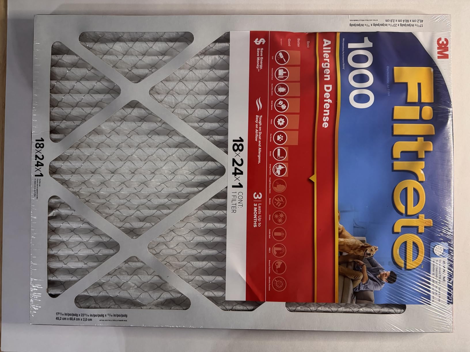 Filtrete 16x25x1 Air Filter MERV 11, MPR 1000 Micro Allergen Defense 4-Pack, AC Furnace HVAC Filters for Home, 3-Month Pleated Electrostatic (Actual Size 15.69 x 24.69 x 0.81 in) customer photo 2