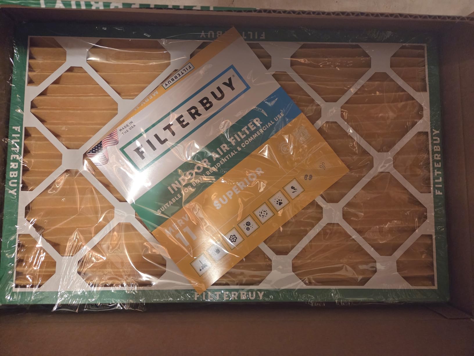 Filterbuy 16x25x1 Air Filter MERV 11 Superior Pet & Allergy Defense (6-Pack), Electrostatic Pleated HVAC AC Furnace Filters Replacement (Actual Size: 15.50 x 24.50 x 0.75) customer photo 1