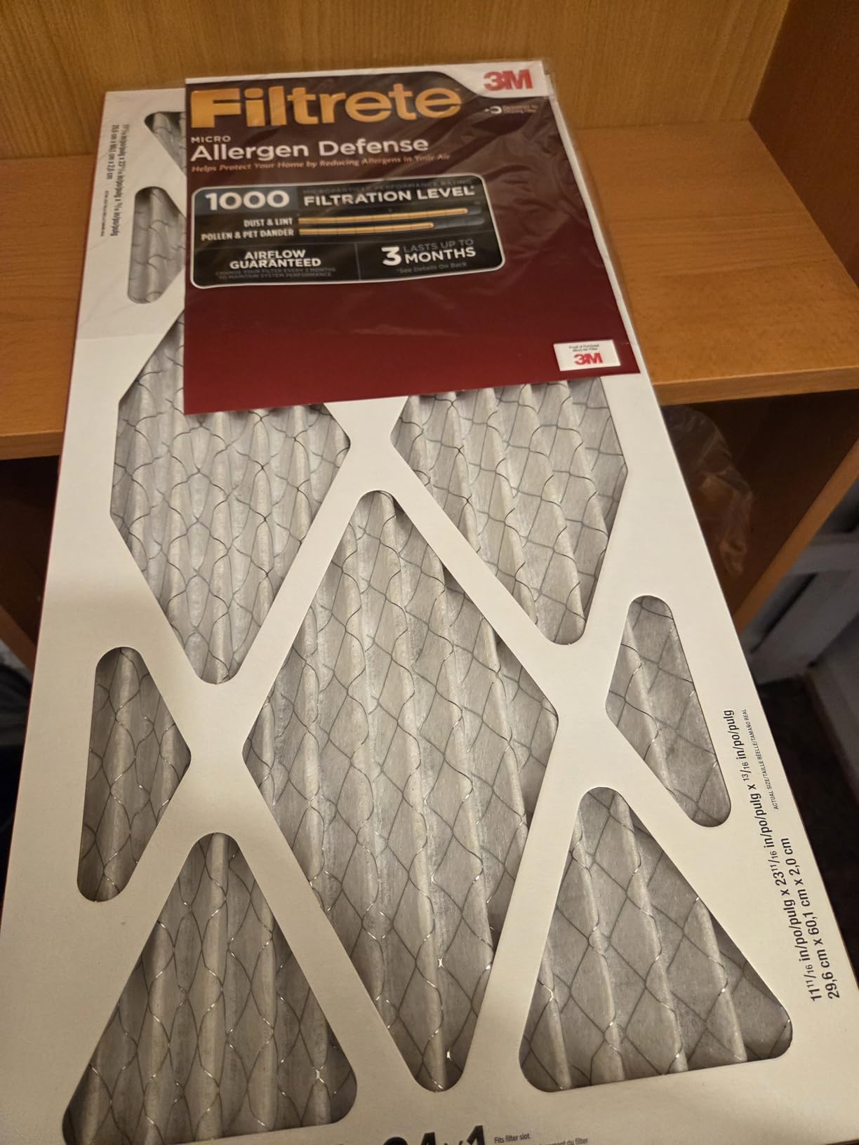 Filtrete 12x24x1 AC Furnace Air Filter, MERV 11, MPR 1000, Micro Allergen Defense, 3-Month Pleated 1-Inch Electrostatic Air Cleaning Filter, 2 Pack (Actual Size 11.719 x 23.72 x 0.85 in) customer photo 1