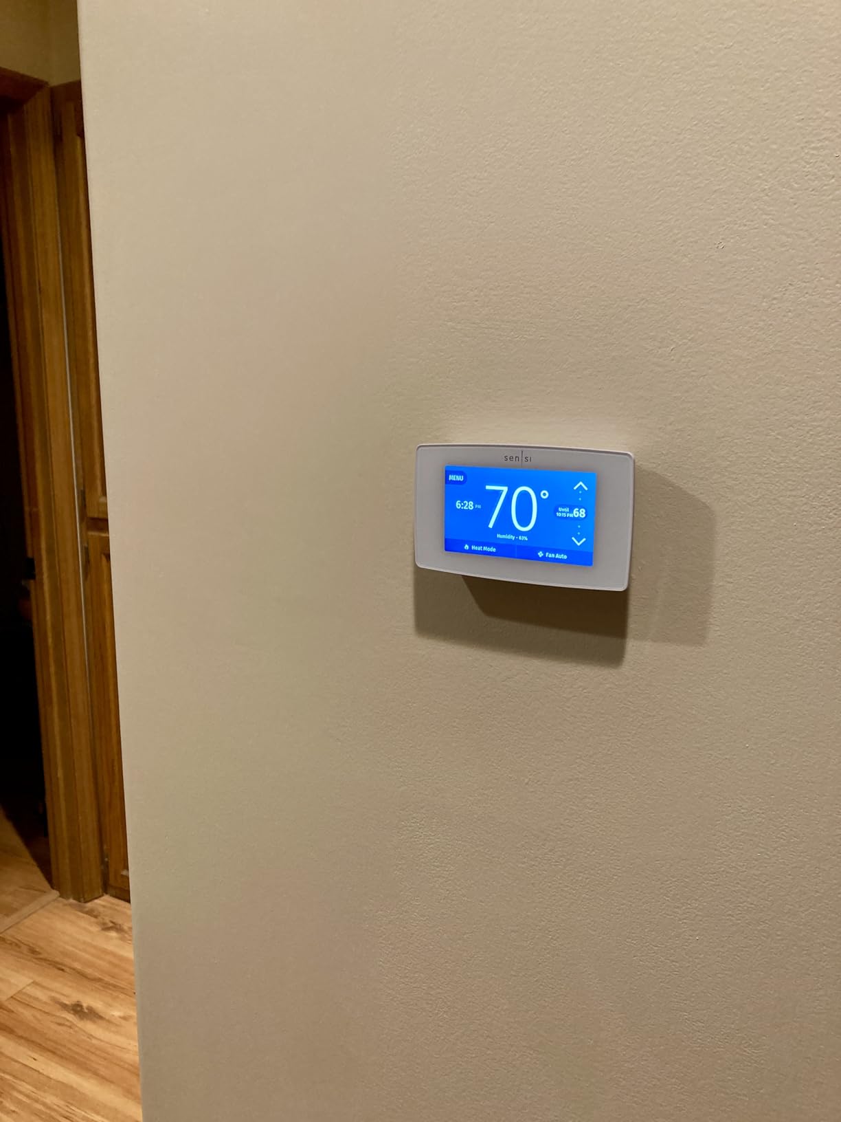 Emerson Sensi Touch Wi-Fi Smart Thermostat with Touchscreen Color Display, Works with Alexa, Energy Star Certified, C-wire Required, ST75 Black 5.625