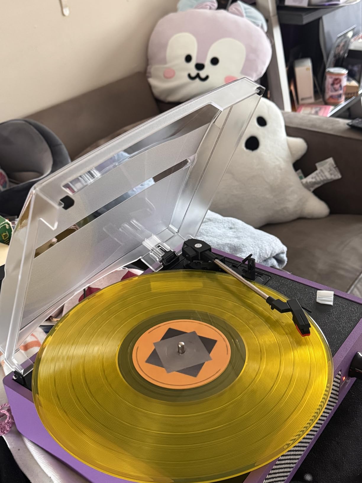 Vinyl Record Player Turntable with Built-in Bluetooth Receiver & 2 Stereo Speakers, 3 Speed 3 Size Portable Retro Record Player customer photo 1