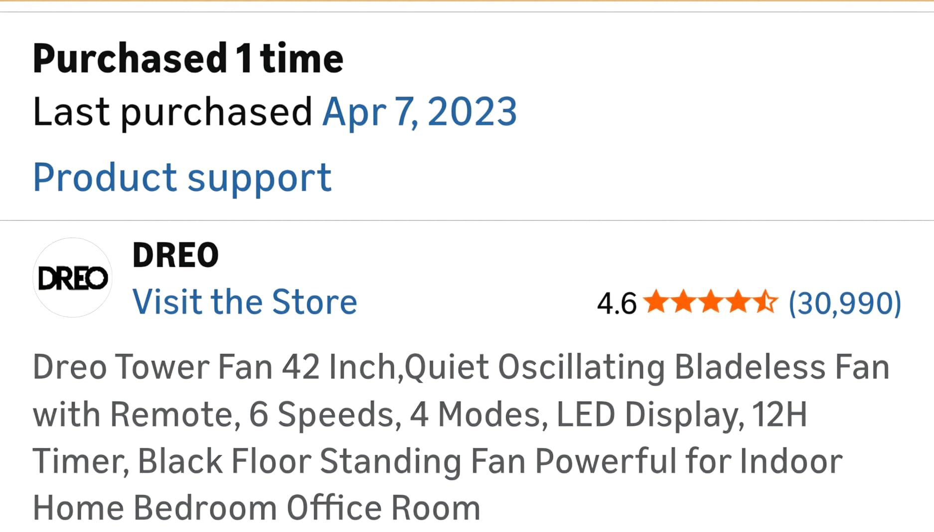 Tower Fan for Bedroom, 28 ft/s, 20dB Quiet Oscillating Bladeless Fan with Remote, 9 Speeds, 4 Modes, 12H Timer, LED Display, Standing Floor Fan Powerful for Indoor Home Office Room, 42 Inch customer photo 1