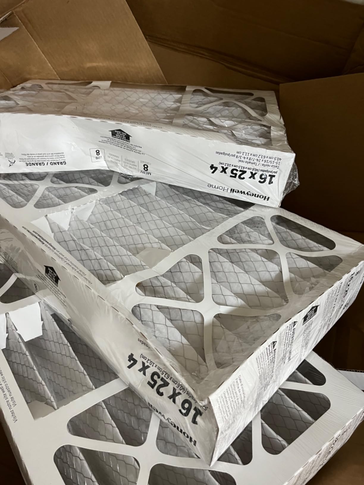 Honeywell Home 16x25x4 MERV 8, AC Furnace Air Filter, 3 PACK (CF408F1625-3PKAM) (Actual Dimensions: 15.63 x 24.75 x 4.38 in.) customer photo 1
