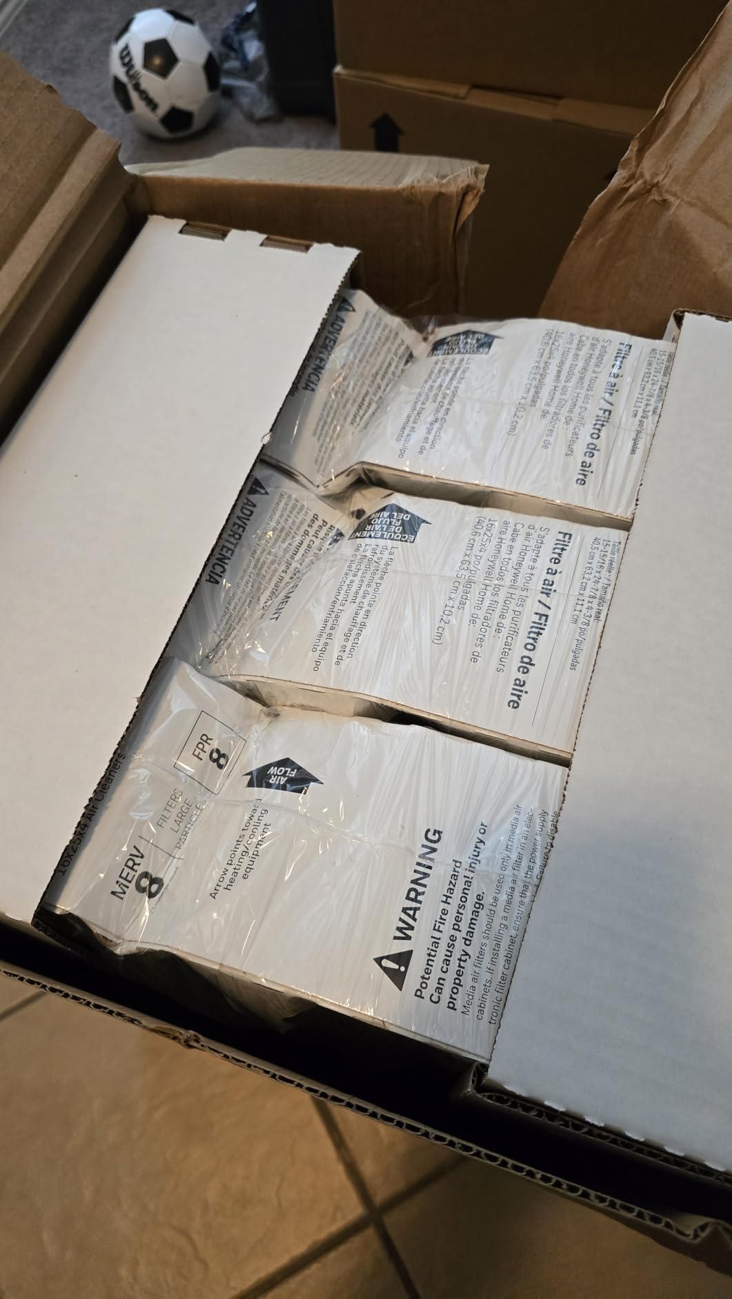 Honeywell Home 16x25x4 MERV 8, AC Furnace Air Filter, 3 PACK (CF408F1625-3PKAM) (Actual Dimensions: 15.63 x 24.75 x 4.38 in.) customer photo 2