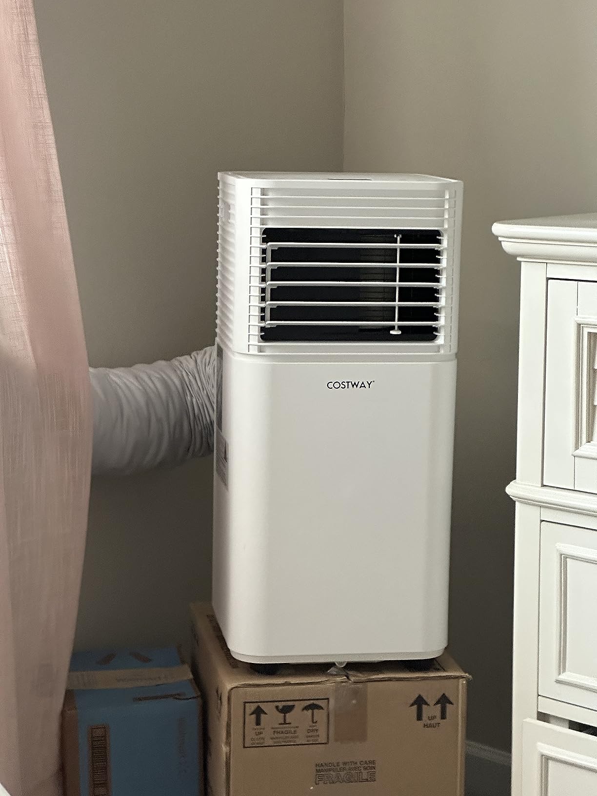 COSTWAY Portable Air Conditioner, 10000BTU AC Cooling for Room Spaces up to 350sq.ft, with Remote Control, 24H Timer & Window Venting Kit, with Sleep Mode, for Bedroom, Living Room, White customer photo 1