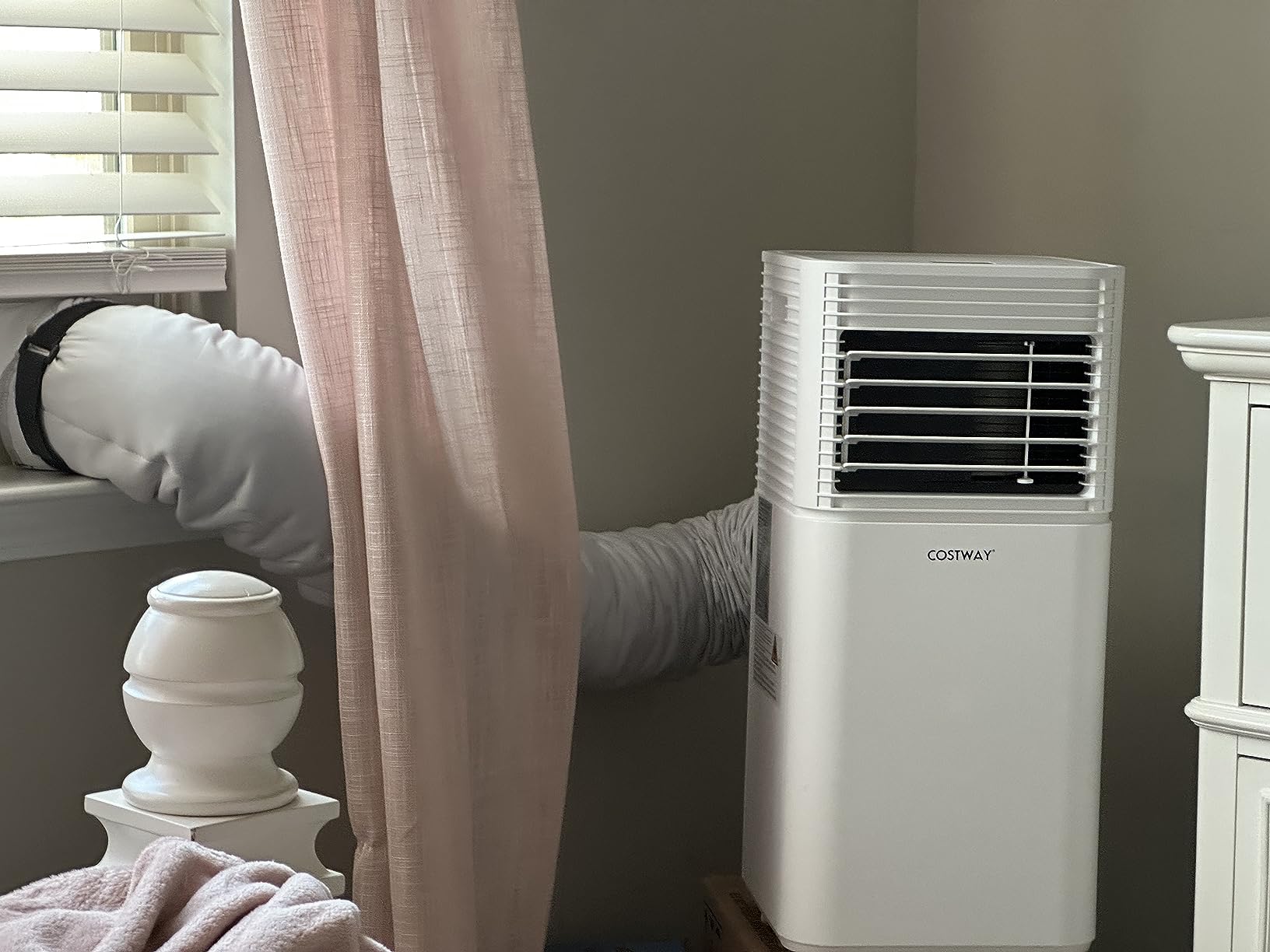 COSTWAY Portable Air Conditioner, 10000BTU AC Cooling for Room Spaces up to 350sq.ft, with Remote Control, 24H Timer & Window Venting Kit, with Sleep Mode, for Bedroom, Living Room, White customer photo 2