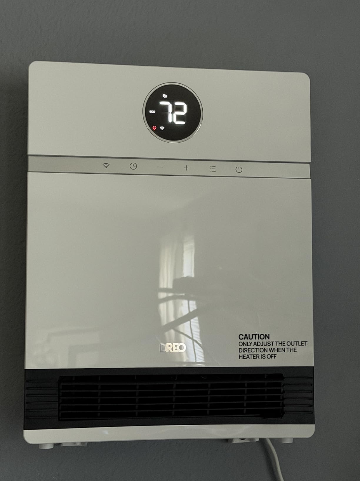 DREO Smart Wall Heater, IP24 Electric PTC Space Heaters for Indoor Use, 30° Oscillation, Adjustable Thermostat, Remote Control, Works with Alexa, 24H Timer, Easy-mounted for Office, Bedroom, Home customer photo 1