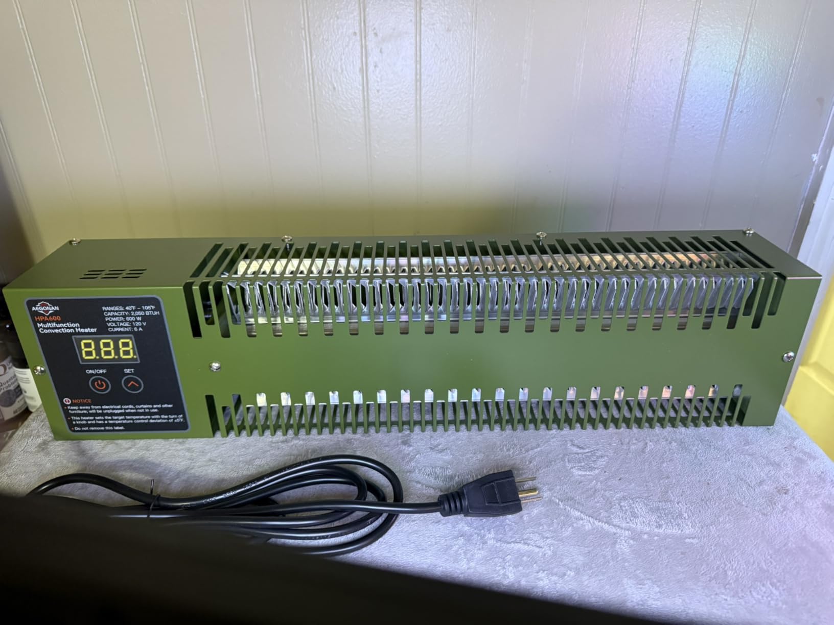 Utility Heater with Built-In Thermostat, 600W Electric Pump House Heater 120V, HPA600 Multifunction Convection Heater, Freeze Protection in Pump Houses, Utility Rooms, etc, Army Green customer photo 1