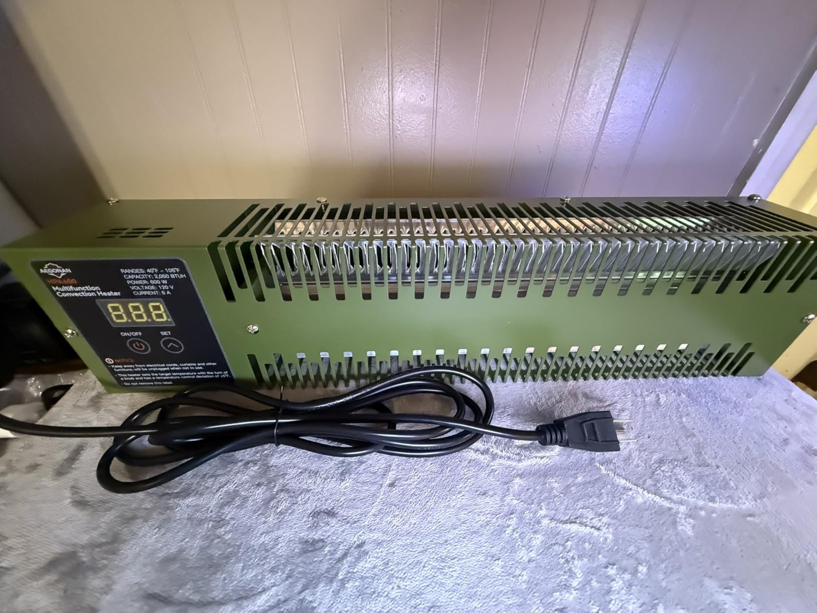 Utility Heater with Built-In Thermostat, 600W Electric Pump House Heater 120V, HPA600 Multifunction Convection Heater, Freeze Protection in Pump Houses, Utility Rooms, etc, Army Green customer photo 2