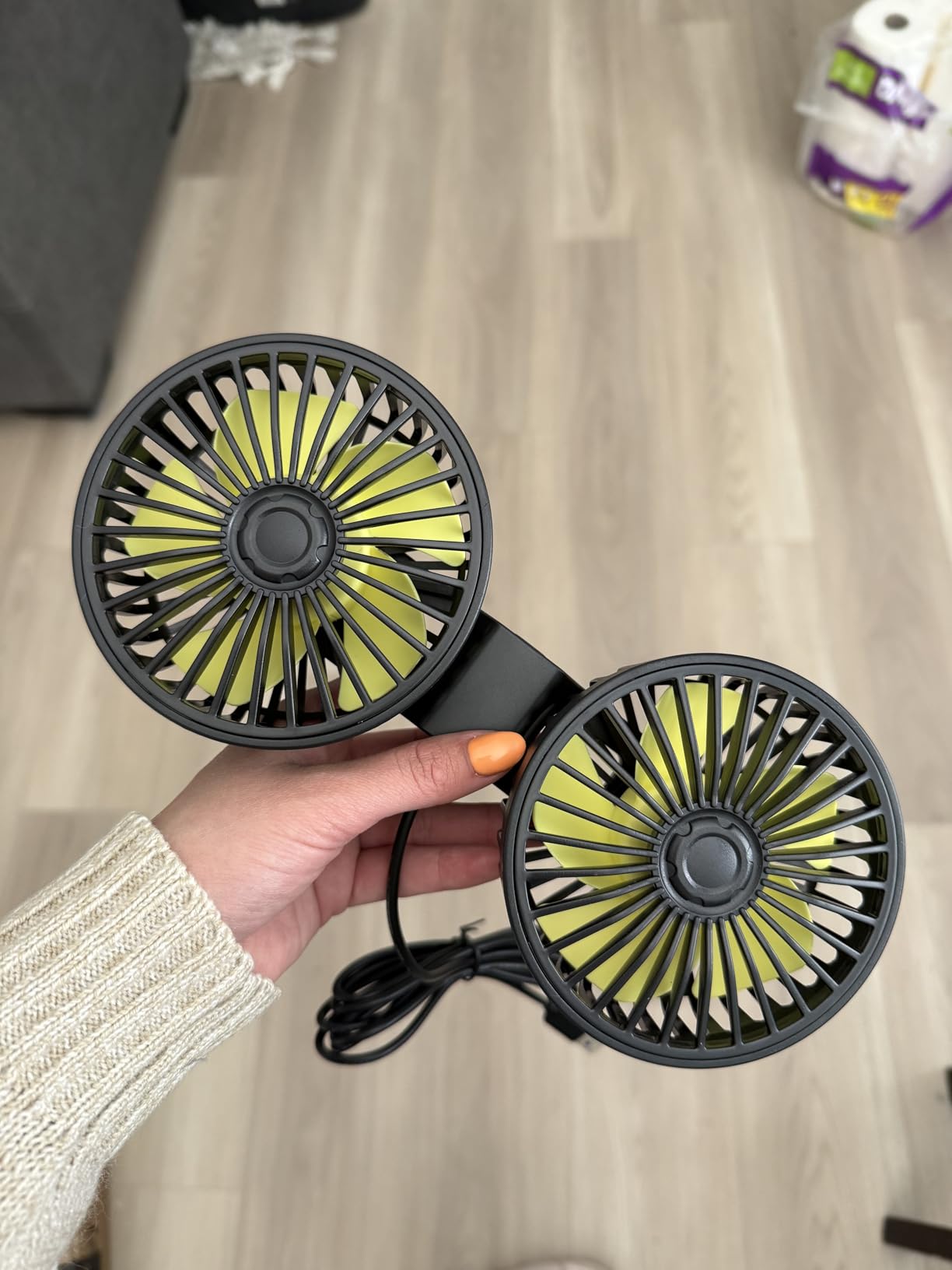 Triple-Head Fan for Car, Portable Car Fans for Vehicles Cars RV Vent with 360° Rotation Cigarette Lighter Plug customer photo 2