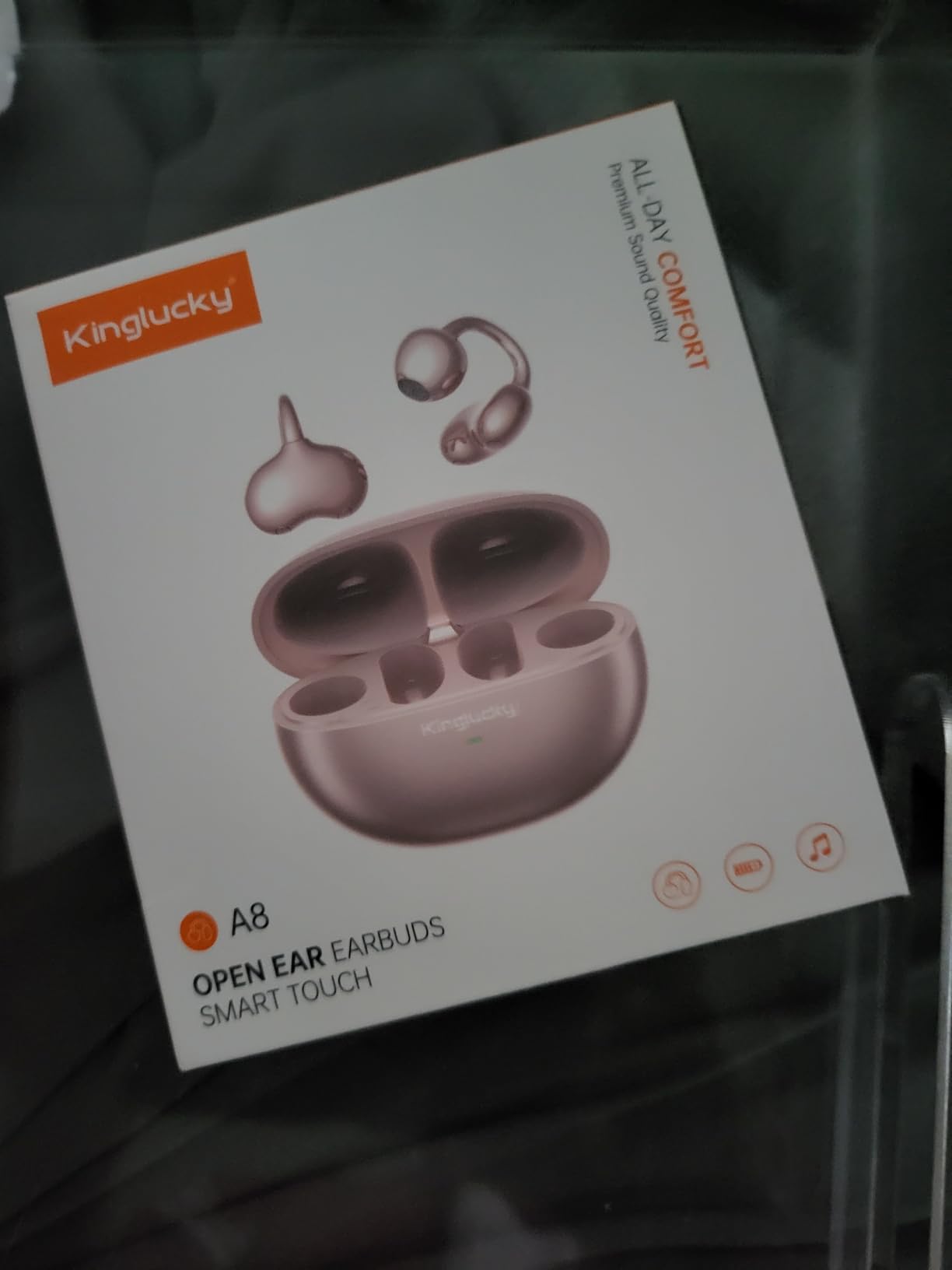 Kinglucky Upgraded Clip-On Earbuds Comfortable fit & Crystal-Clear Sound, 50H Playtime Open Ear Buds Bluetooth 6.0 Wireless Headphones for Women & Kids Ideal for Small Ears,Sports,Glasses Rose Gold customer photo 1