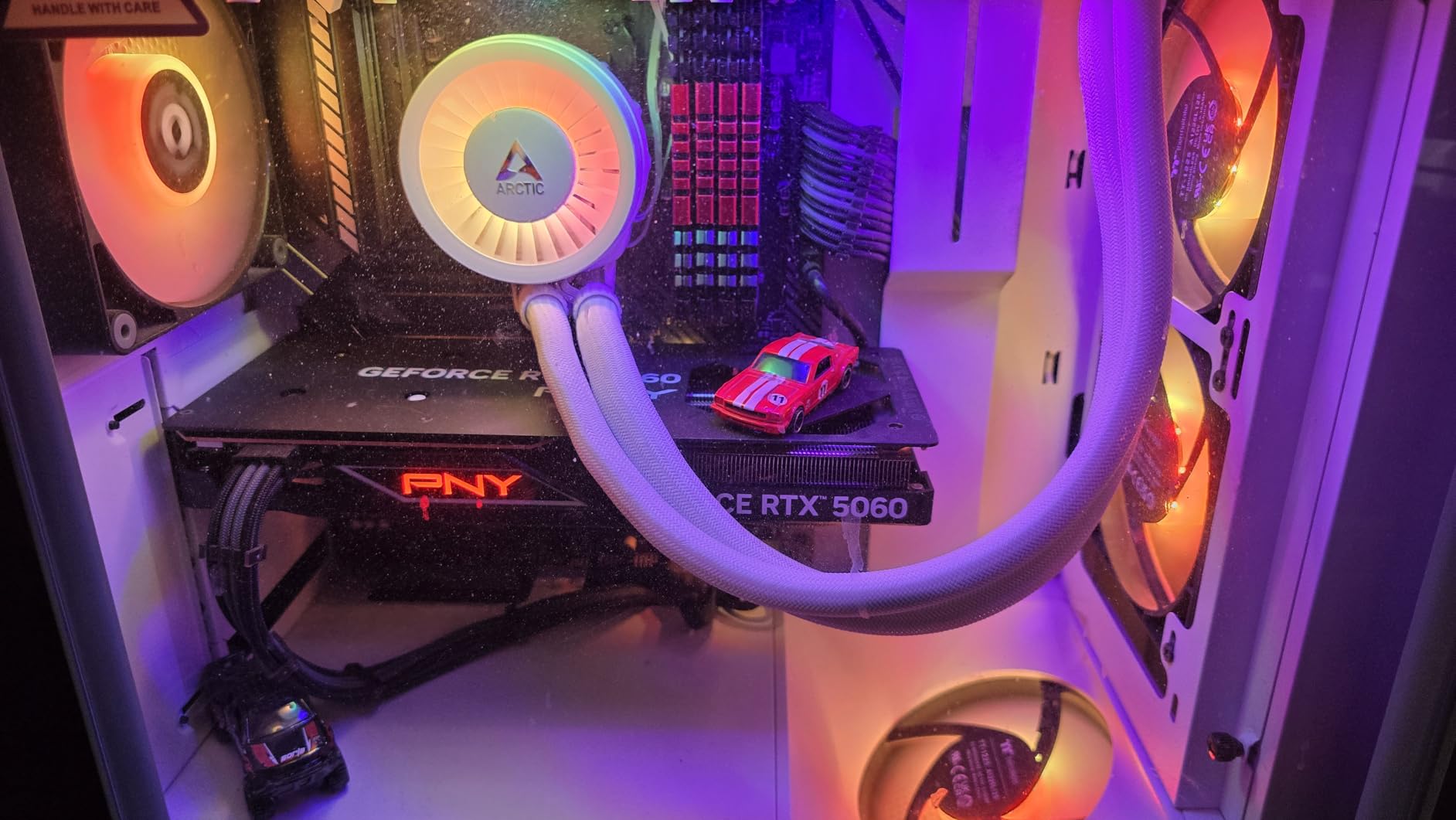 PNY NVIDIA GeForce RTX 5060 Epic-X ARGB OC Triple Fan Graphics Card (8GB GDDR7, 128-bit, PCIe 5.0, HDMI/DP 2.1, DLSS 4) customer photo 1