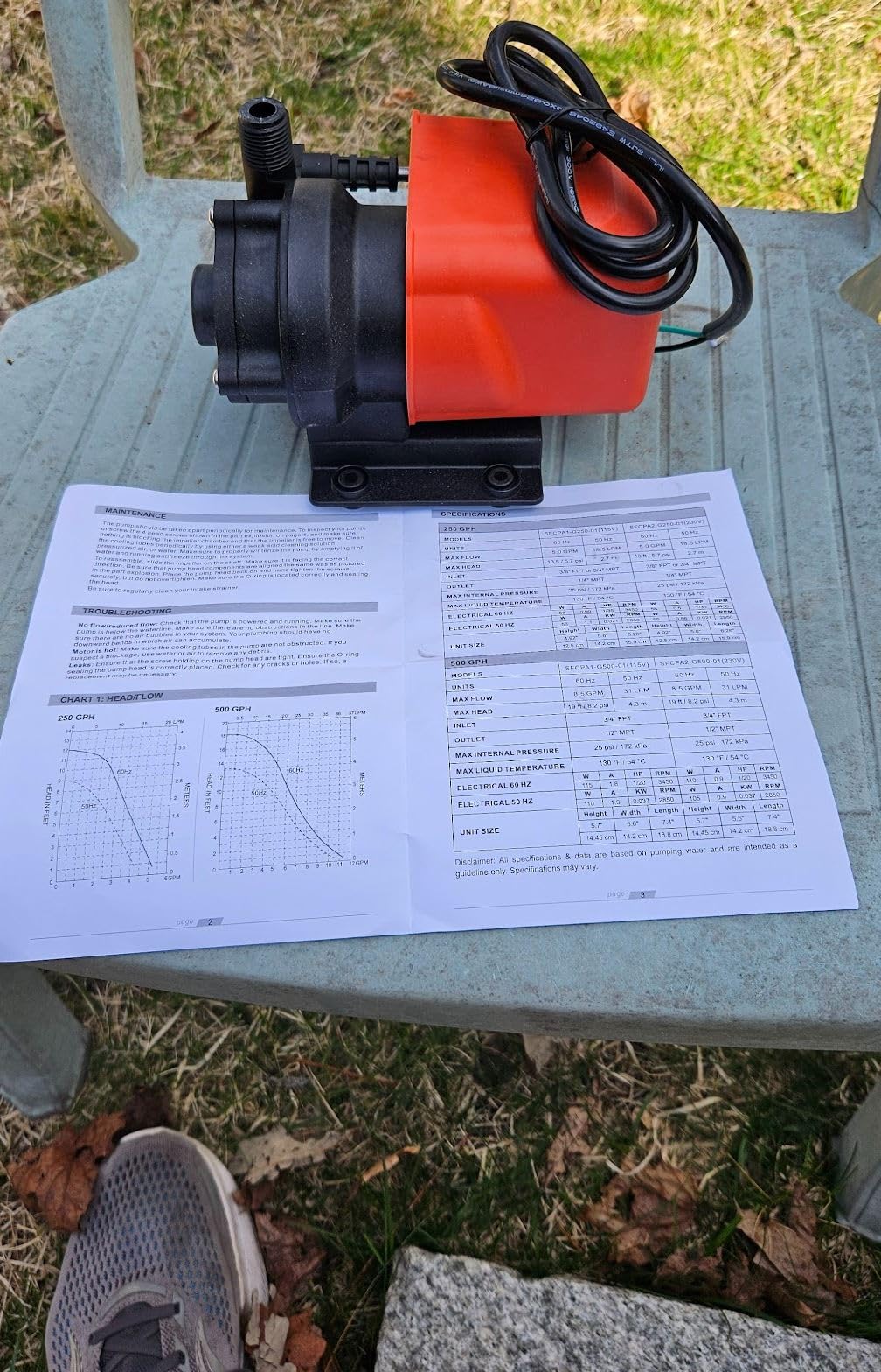 Upgraded Marine AC Pump 500GPH, Marine Air Conditioning/Seawater Circulation ac Pump, 500 GPH 115V Submersible customer photo 1