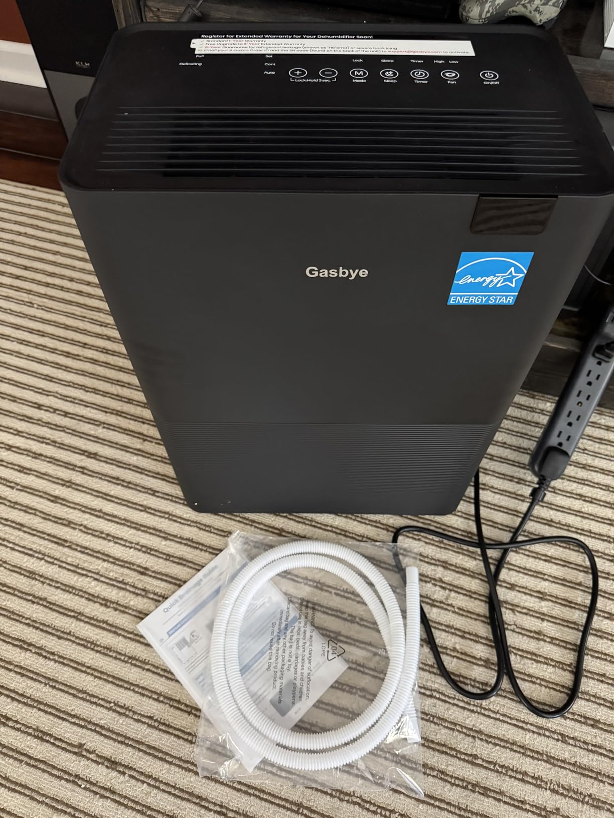 Gasbye Energy Star 2026 Dehumidifier with [Replaceable Pump] for Basement - [44dB Quiet, Easy to Clean & Clog-Free], Max 75 Pints/Day, 16.5ft Drain Hose, Auto Shut-Off, Auto-restart, White customer photo 2