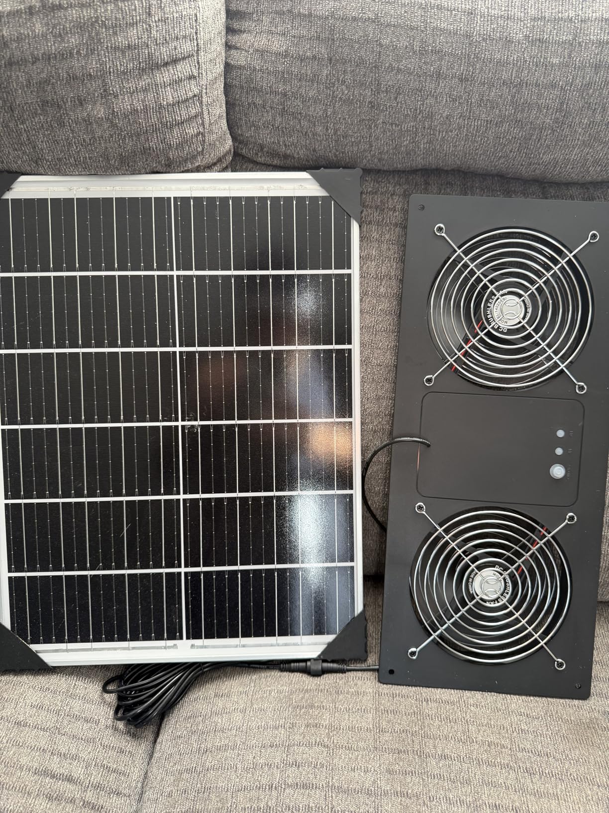 Solar Fan for Chicken Coop, ropelux Solar Powered Dual Exhaust Fans with 18000mAh Battery & 2 Timers, 24/7 Strong Airflow Cooling Ventilation for Greenhouses, Dog Houses, Attics, Sheds, Cabins customer photo 1