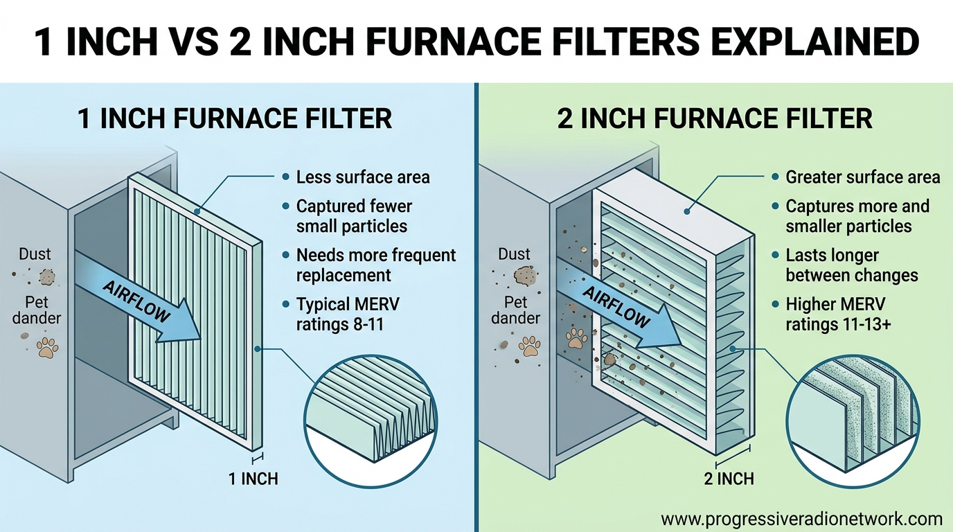 1 Inch vs 2 Inch Furnace Filters Explained