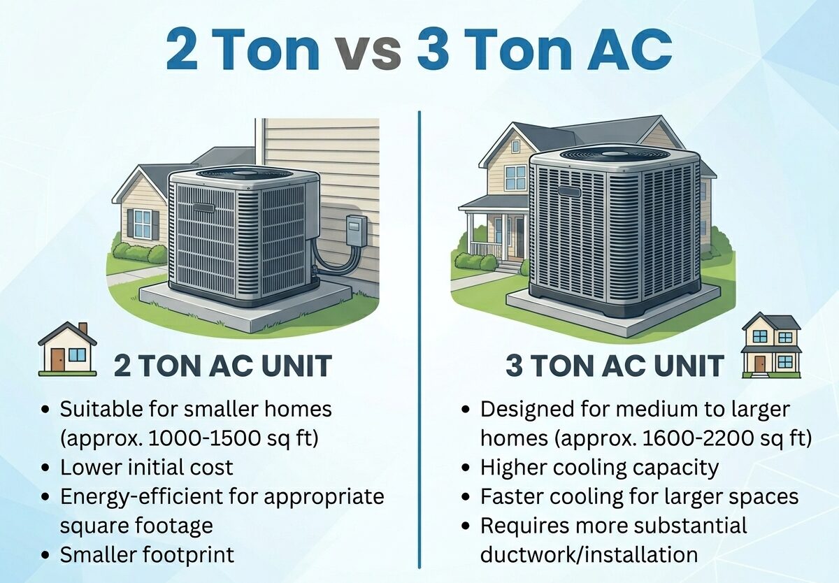 2 Ton vs 3 Ton AC