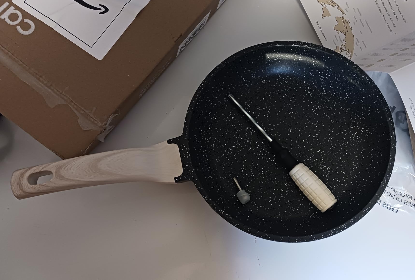 CAROTE Nonstick Frying Pan Skillet, Non Stick Granite Fry Pan Egg Pan Omelet Pans, Stone Cookware Chef's Pan, PFOA Free, Induction Compatible(Classic Granite, 8-Inch) customer photo 2