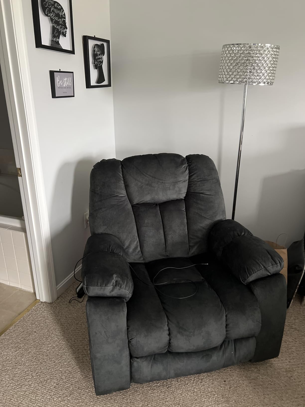 CANMOV Large Power Lift Recliner Chair with Massage, Heat, and USB for Elderly, Overstuffed Wide Recliners, Heavy Duty and Safety Motion Reclining Mechanism, Gray customer photo 2