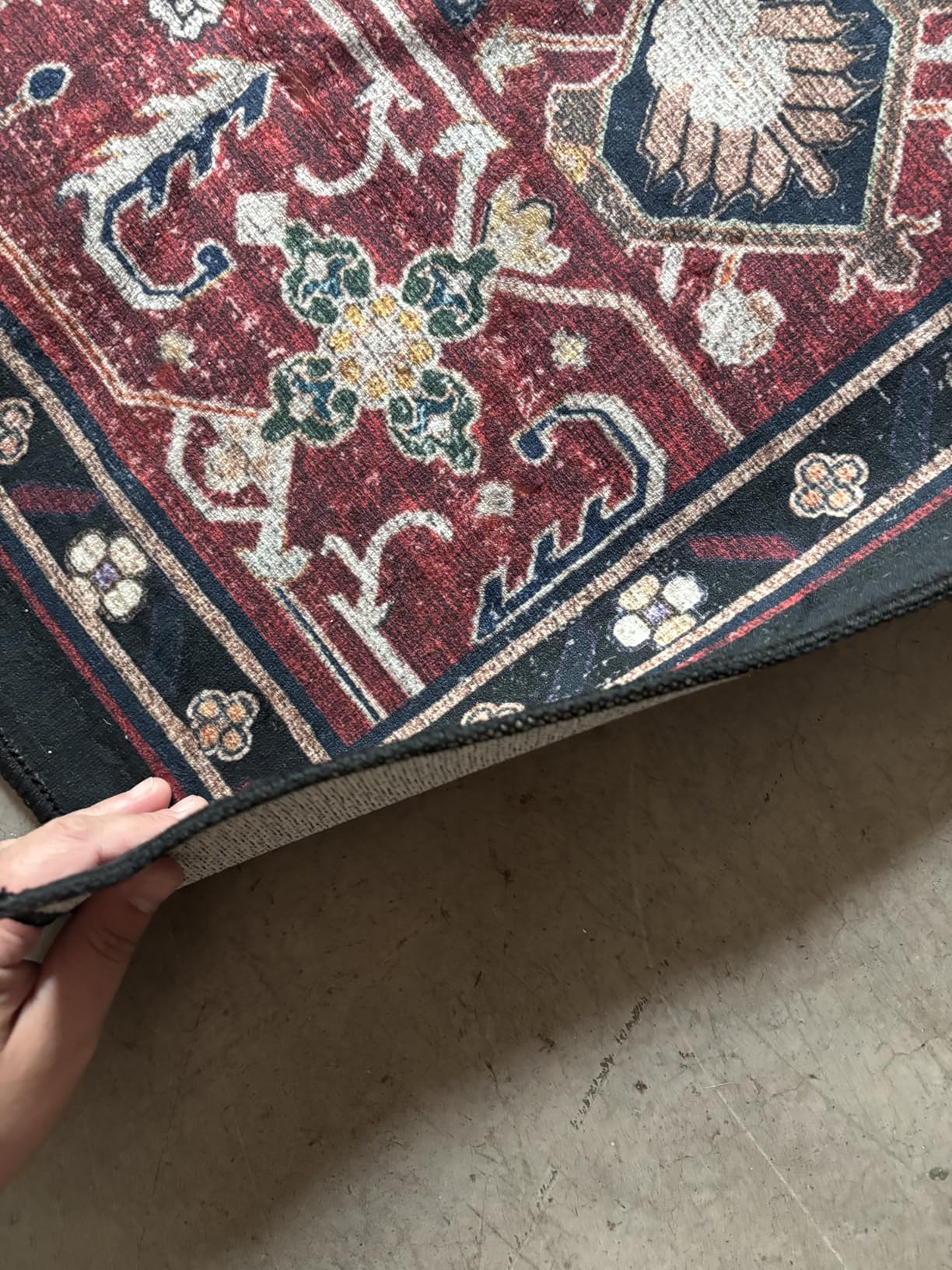 RELEANY Area Rugs 8'x10' Washable Non-Slip, Floral Vintage Distress Medallion Carpet for Living Room Bedroom Dining Room, Terracotta Burnt Orange Green customer photo 1
