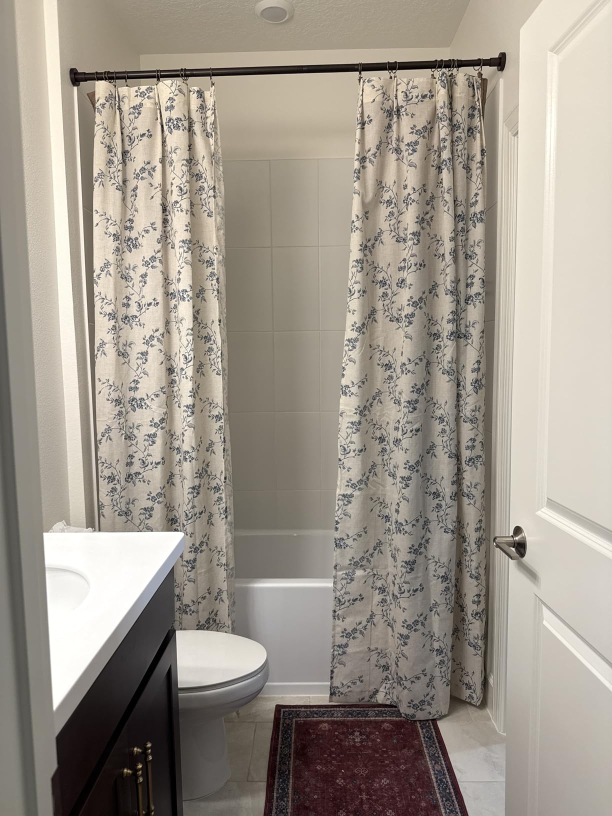 Lazzzy Taupe Floral Linen Curtains 84 Inch Farmhouse Curtain Back Tab Drapes for Living Room Bedroom Light Filtering Vintage Rod Pocket Curtains for Home, 2 Panels, Taupe on Beige customer photo 1