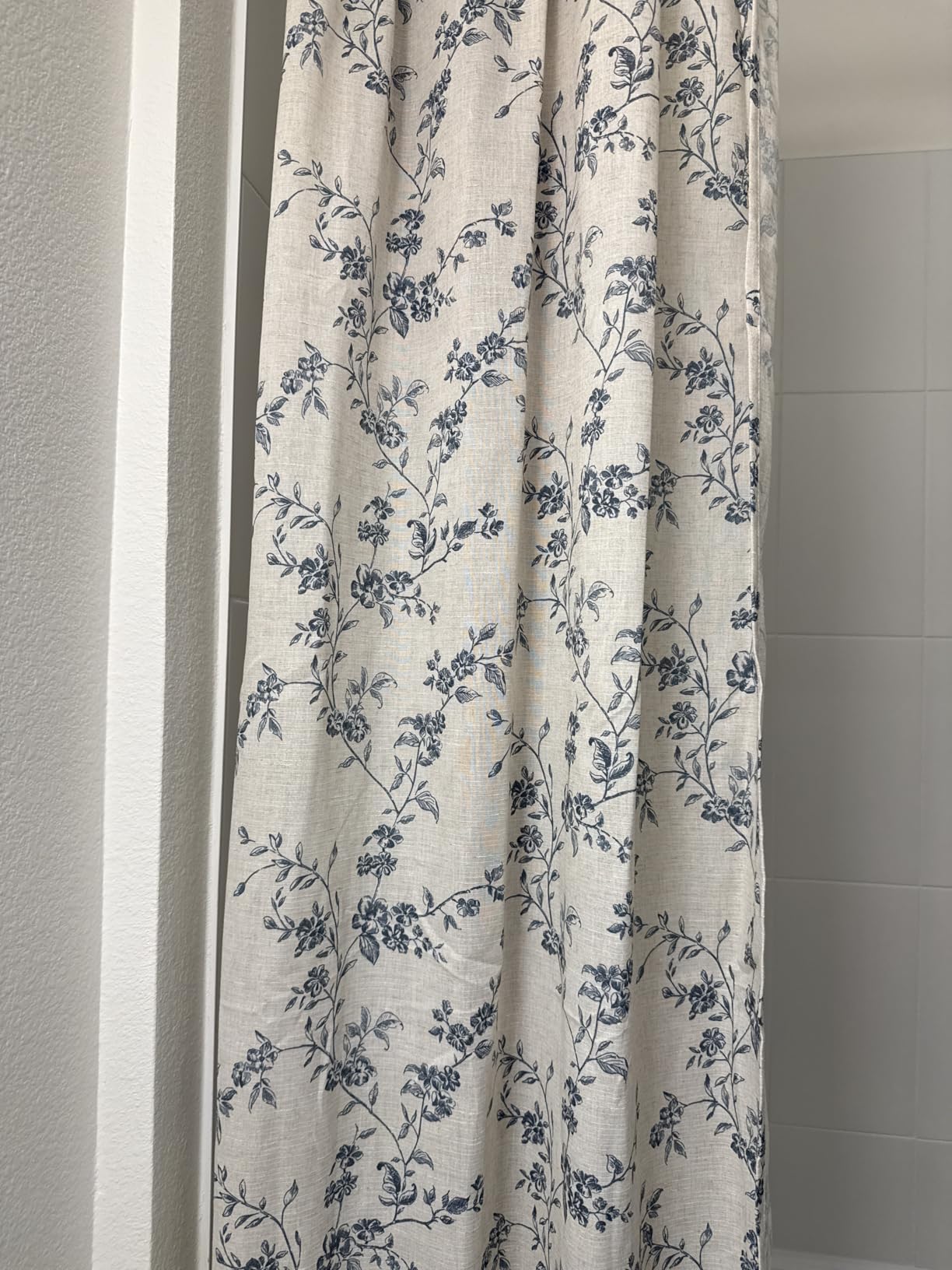 Lazzzy Taupe Floral Linen Curtains 84 Inch Farmhouse Curtain Back Tab Drapes for Living Room Bedroom Light Filtering Vintage Rod Pocket Curtains for Home, 2 Panels, Taupe on Beige customer photo 2