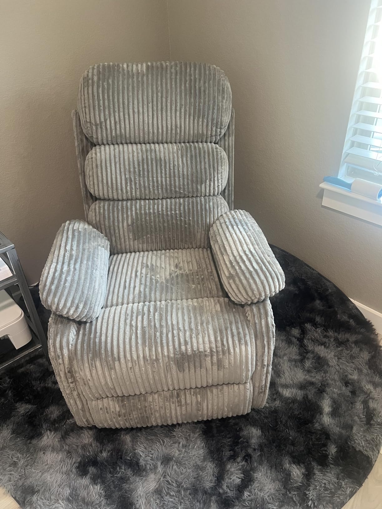 Plush Premium Velvet 360 Degree Swivel Rocker Recliner Chair - High Back Glider with Generous Footrest, Supportive Armrests & Side Pocket for Nursery, Living Room & Small Spaces Grey customer photo 1