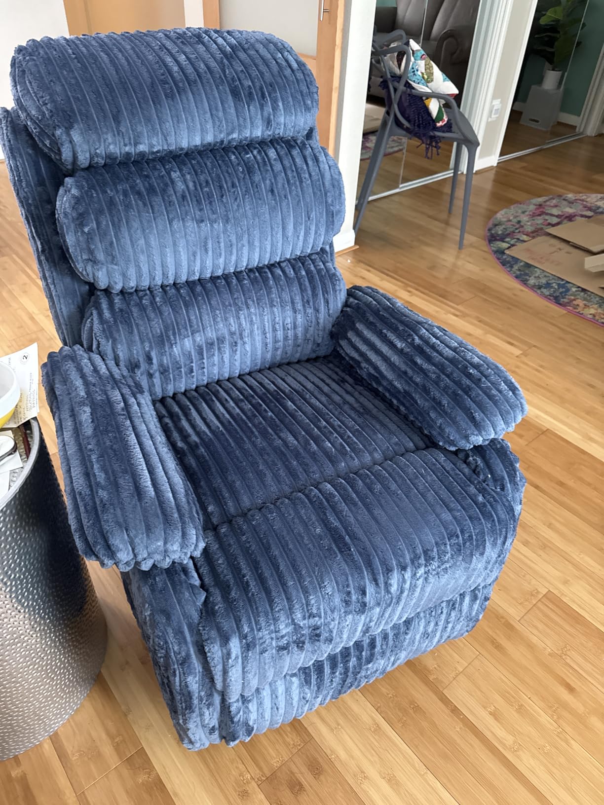 Plush Premium Velvet 360 Degree Swivel Rocker Recliner Chair - High Back Glider with Generous Footrest, Supportive Armrests & Side Pocket for Nursery, Living Room & Small Spaces Grey customer photo 2