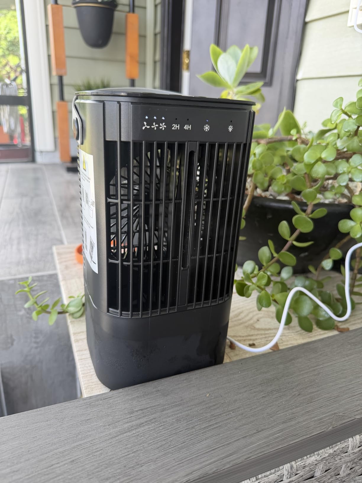 Portable Air Conditioners, 4-in-1 Mini Small Air Conditioner Evaporative Air Cooler Fan with 1000ml Water Tank, 3 Speeds & 7 LED Lights, Personal Mini AC with Timer for Bedroom, Desktop, Home, Office customer photo 1