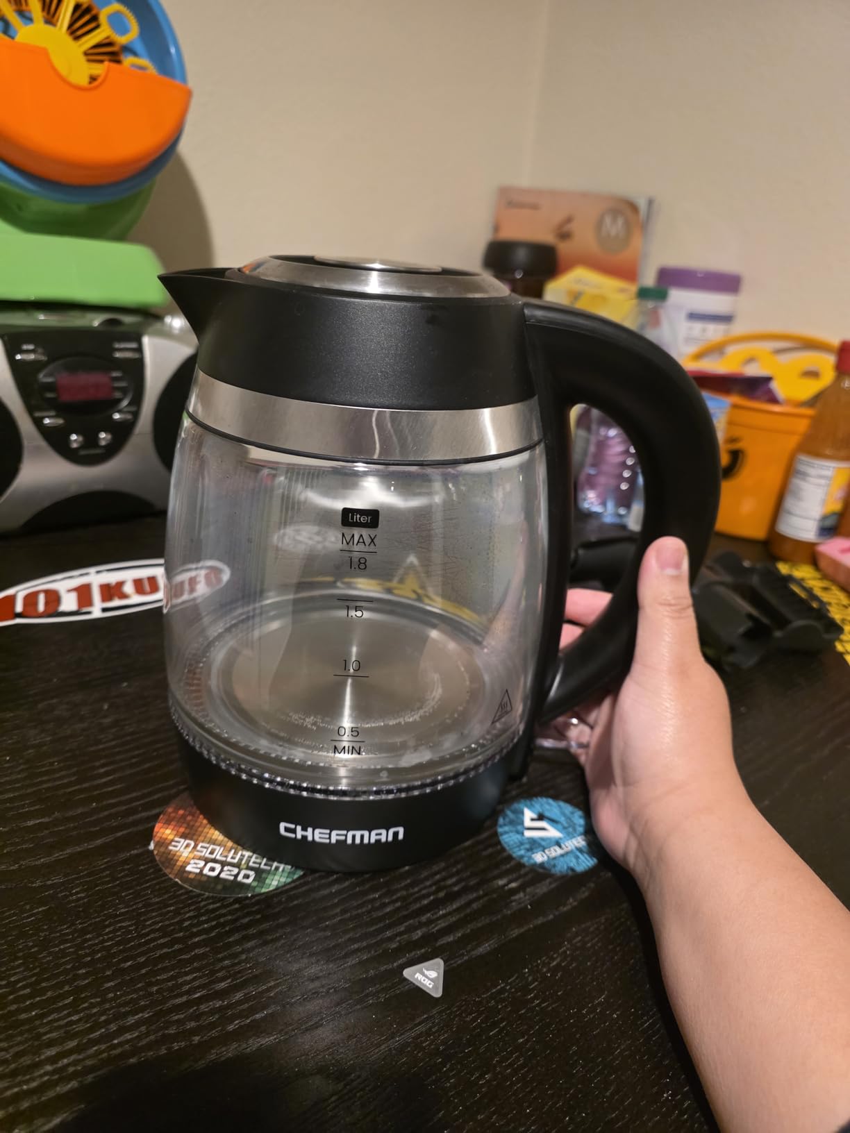 Chefman Electric Kettle 1500W, 1.8L Hot Water Boiler, Removable Lid for Easy Cleaning, LED Indicators, Auto Shutoff & Boil-Dry Protection, Borosilicate Glass Electric Tea Kettle - Stainless Steel customer photo 1