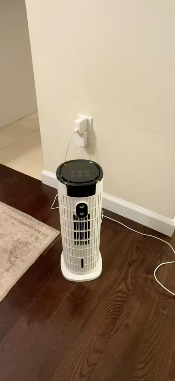 Portable Air Conditioners, 4 in 1 Evaporative Air Cooler, 1000ML Tower Fan with Remote, 3 Wind Speeds & Turbo Mode, 2 Mist, 10H Timer, 90° Oscillation Portable AC for Home, Office CoamoTrail (Off White) customer photo 1