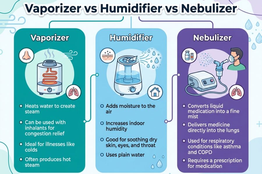 Vaporizer vs Humidifier vs Nebulizer
