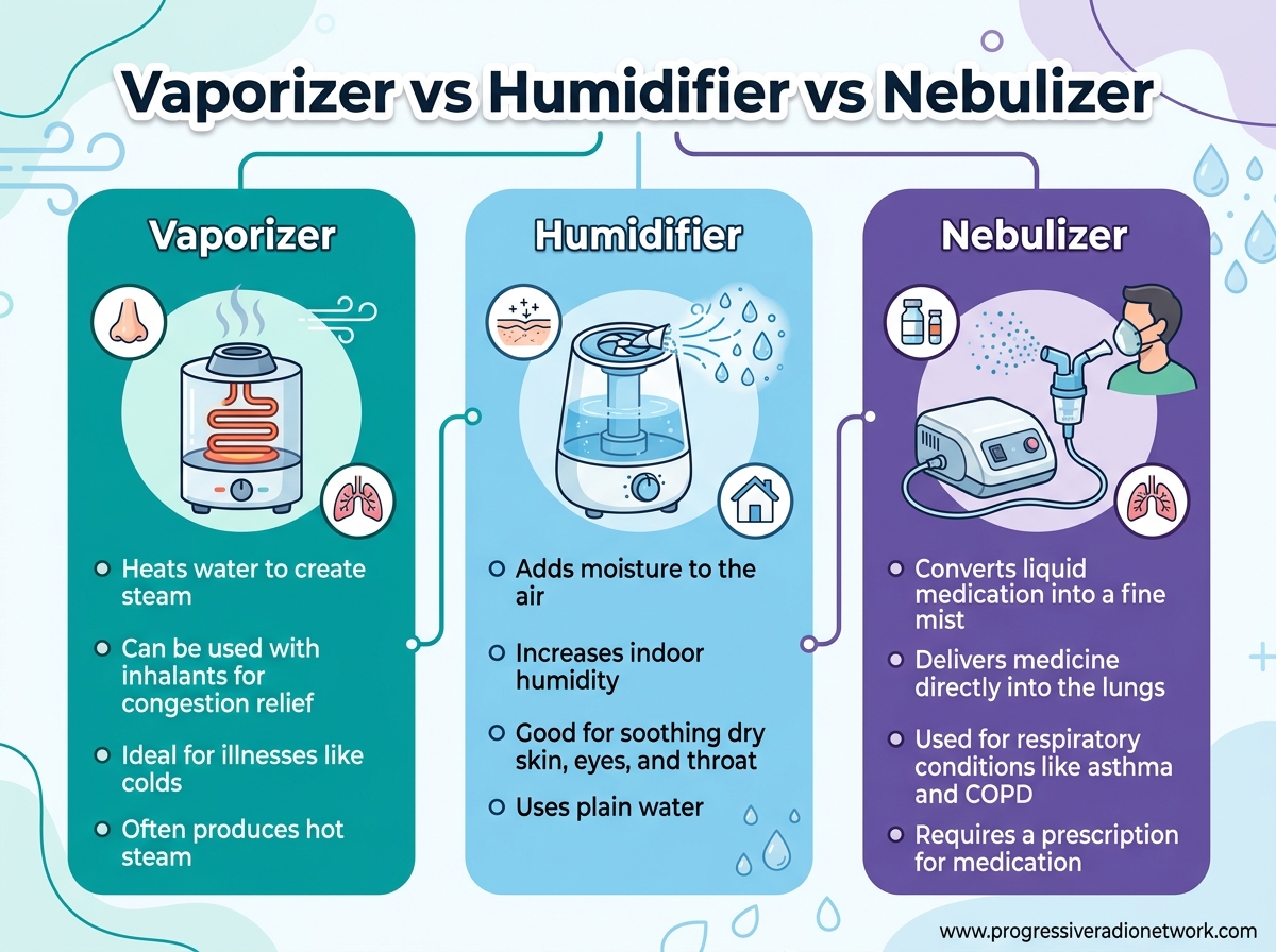 Vaporizer vs Humidifier vs Nebulizer