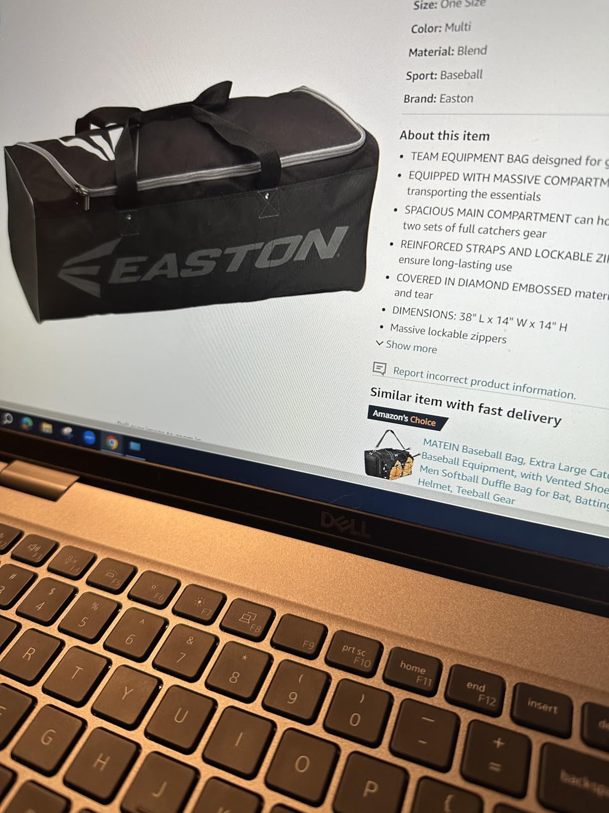 Easton | E100G TEAM EQUIPMENT DUFFLE BAG | Baseball & Fastpitch Softball | Black customer photo 2