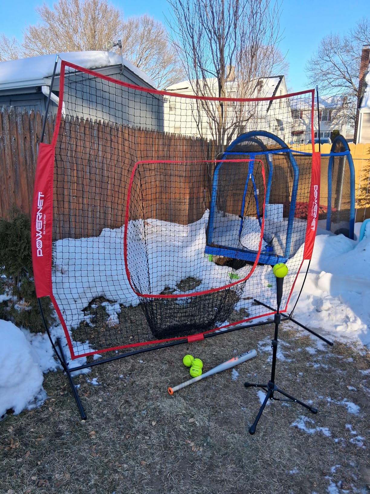 PowerNet Baseball Softball Practice Net 7x7 with Baseball Accessories for Practice Pitching, Batting & Fielding, Ball Caddy, Weighted Baseballs, Tee customer photo 1