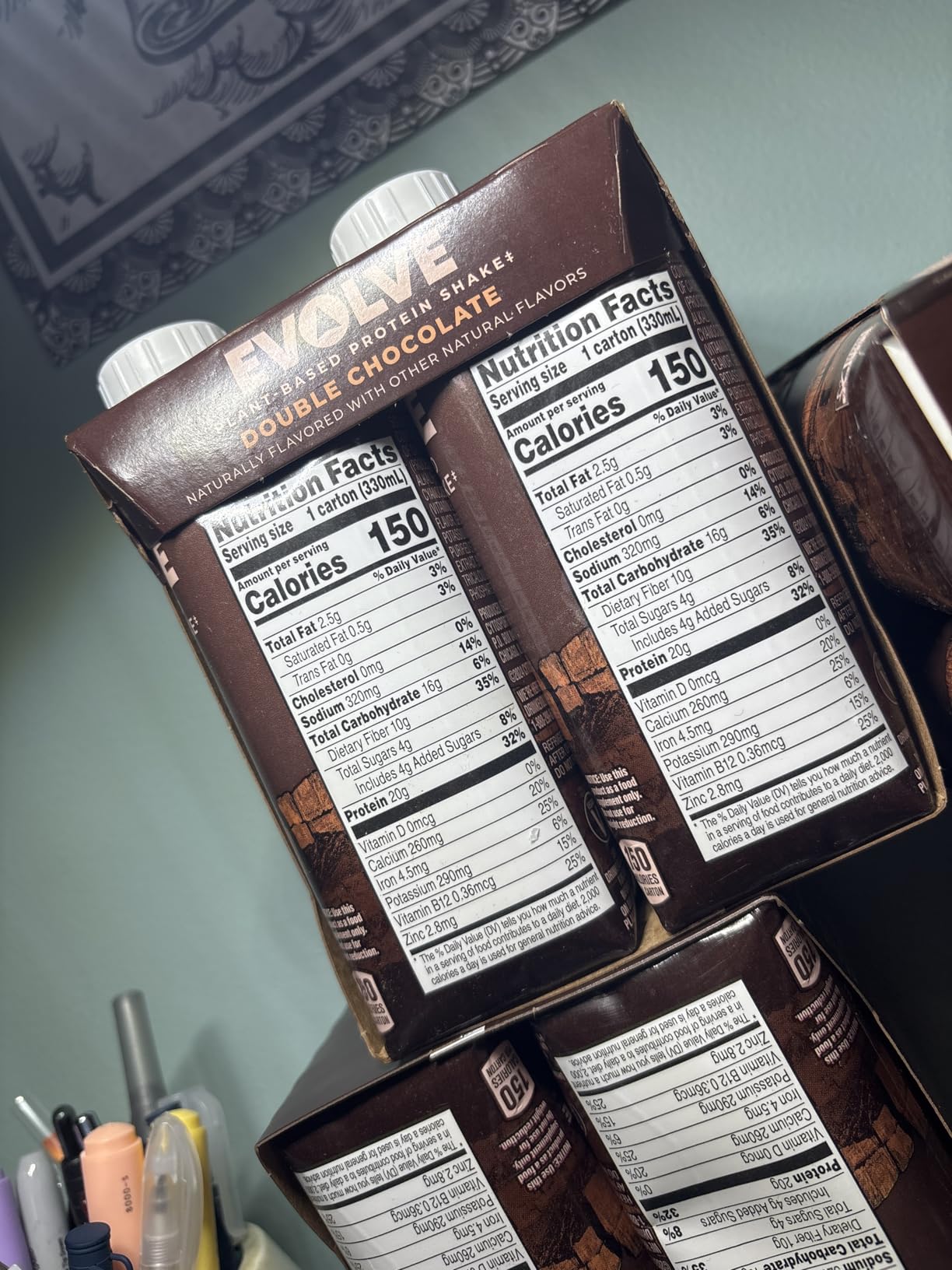 Evolve Plant Based Protein Shake, Double Chocolate, 20g Vegan Protein, Dairy Free, No Artificial Sweeteners, Non-GMO, 10g Fiber, 11 Fl Oz (Pack of 12) - (Formula May Vary) customer photo 1