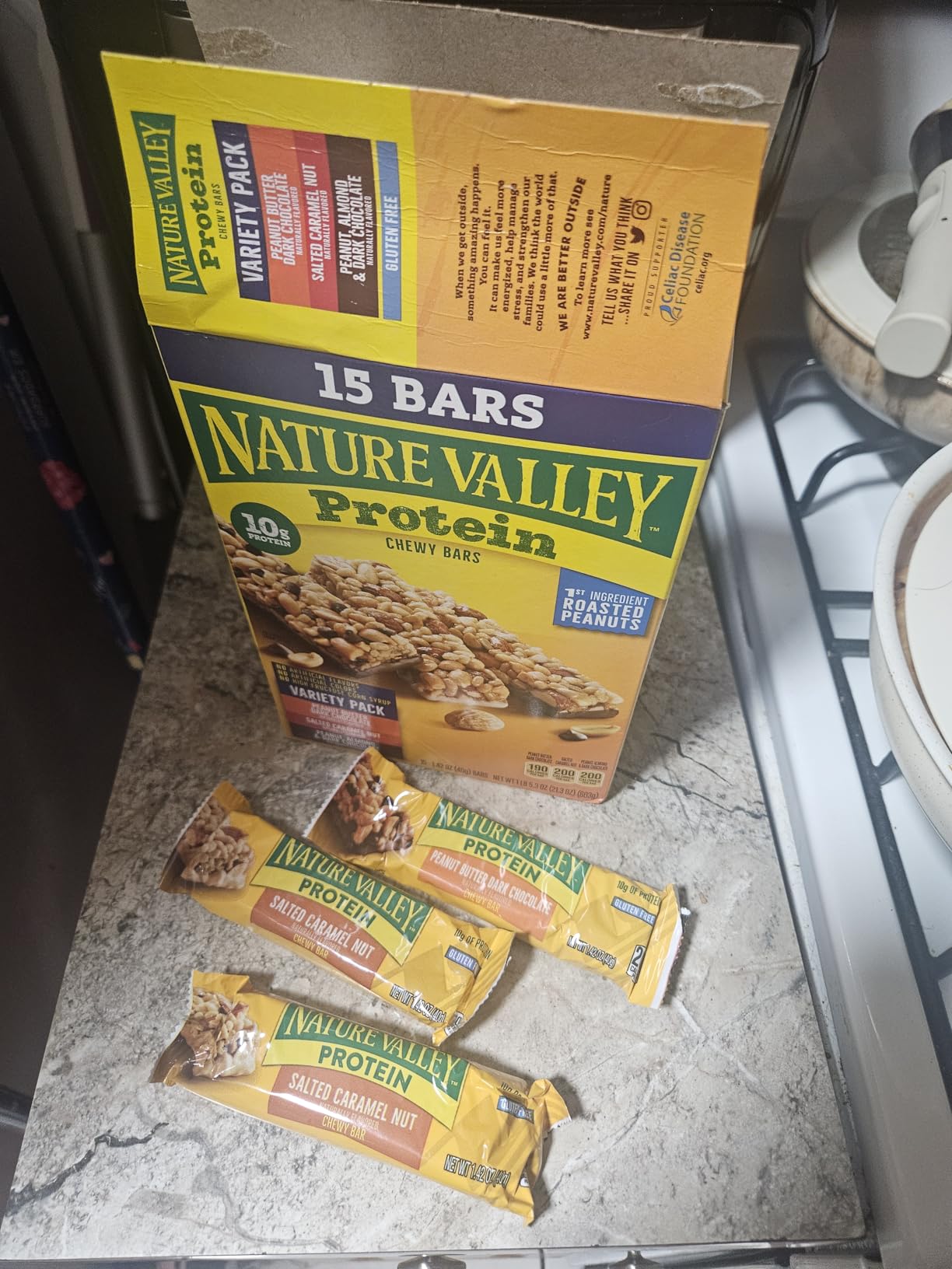 Nature Valley Protein Bars Variety Pack, Gluten Free Chewy Granola Snack Bars, 10g Protein, 15 Count customer photo 1