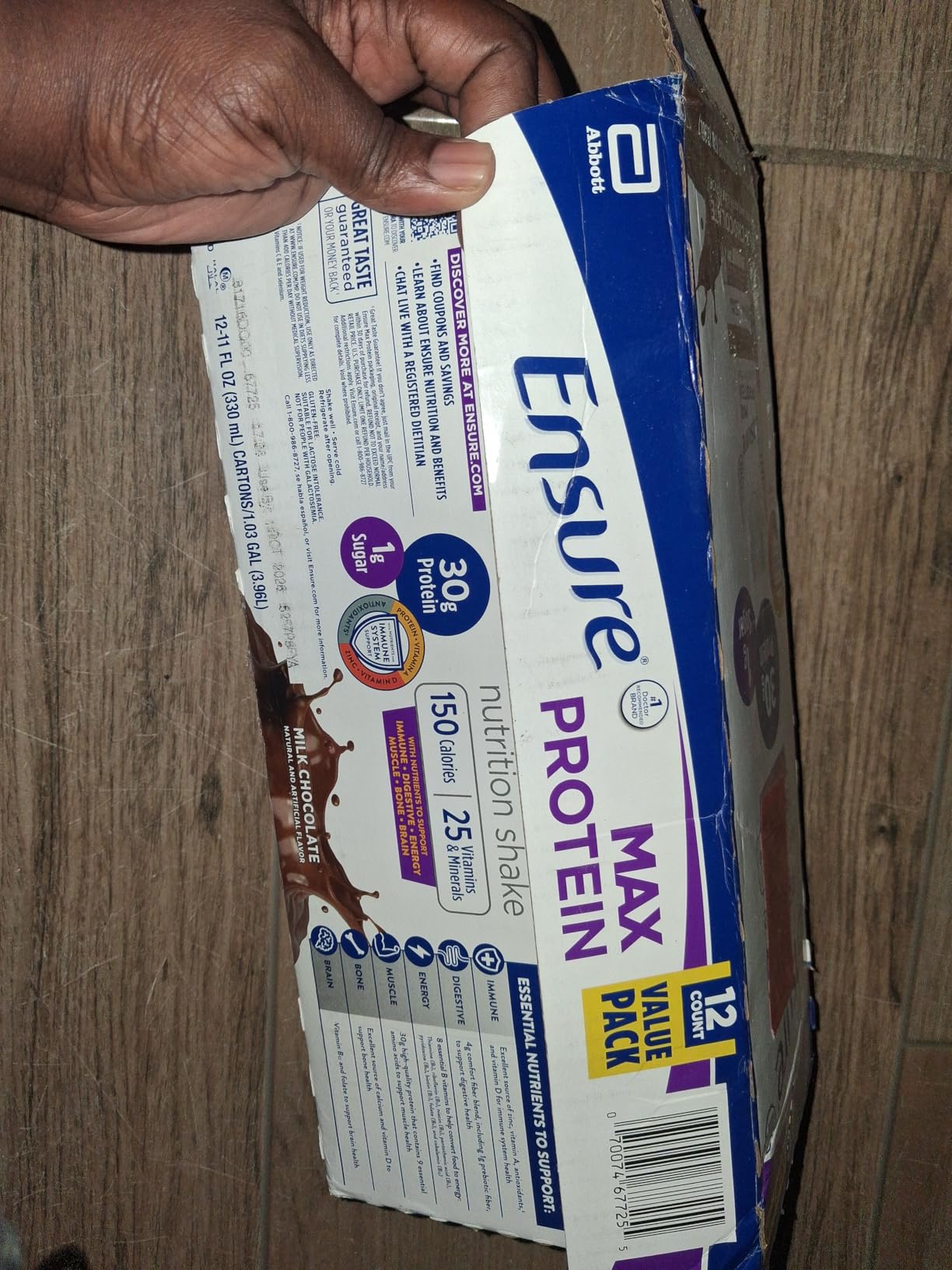 Ensure Max Protein Shake, Milk Chocolate, Ready to Drink, 30g Protein, 1g Sugar, 4g Fiber, 11 fl oz, 12 Pack customer photo 1