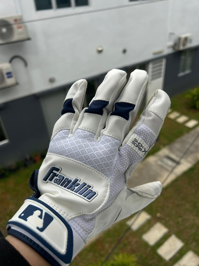 Franklin Sports MLB Baseball Batting Gloves - Shok-Sorb X Batting Gloves for Baseball + Softball - Adult + Youth Padded Non-Sting Batting Glove Pairs - Multiple Colors + Sizes customer photo 2